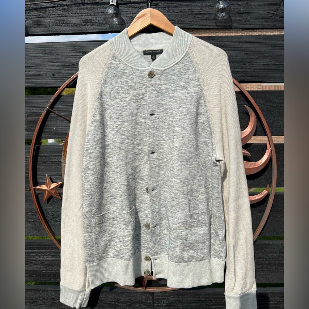 Banana Republic Cardigan Heather Grey/Cream Large